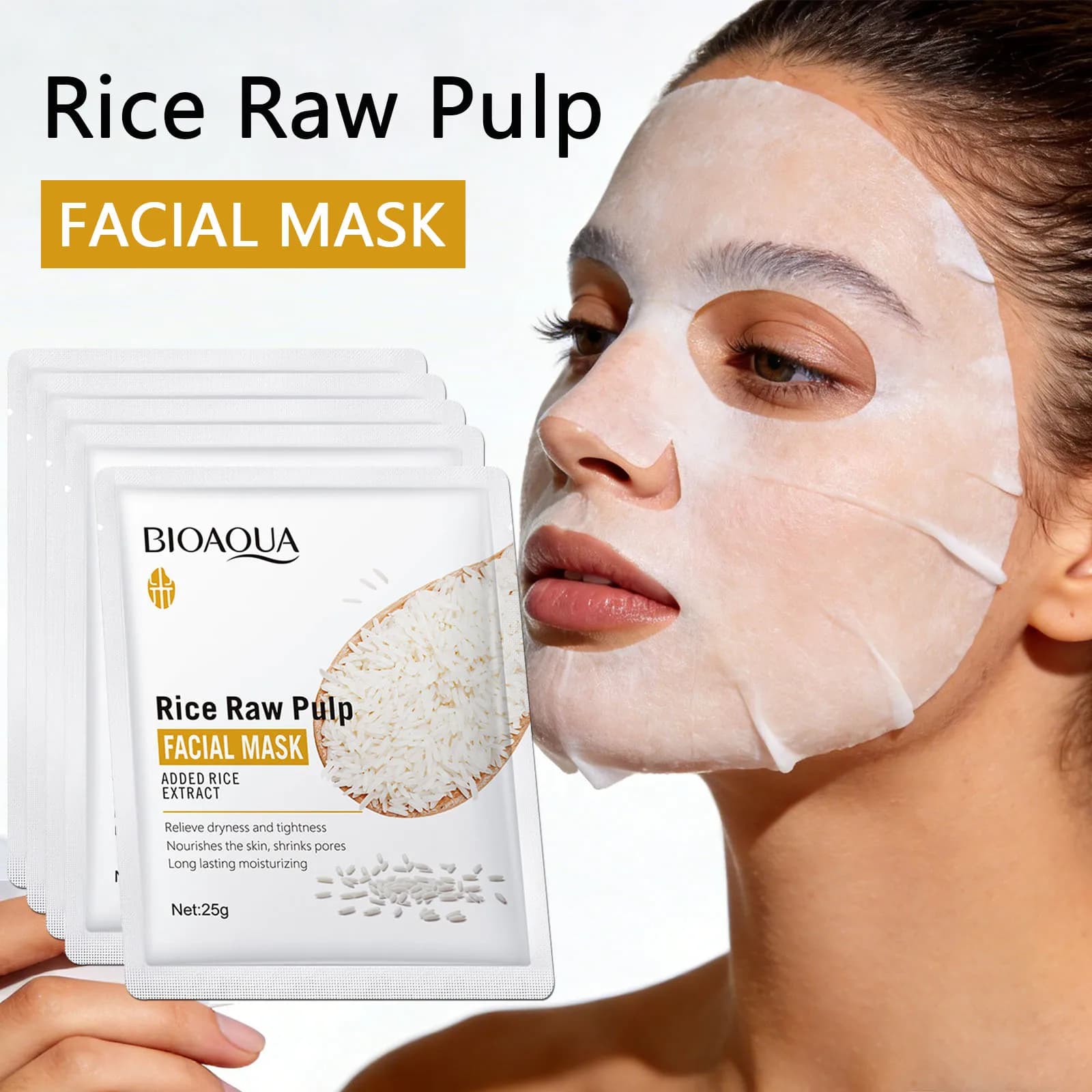 1/5/10/20 pz Maschere Viso in Polpa di Riso Idratanti Rassodanti Antirughe Maschera Coreana per la Cura della Pelle