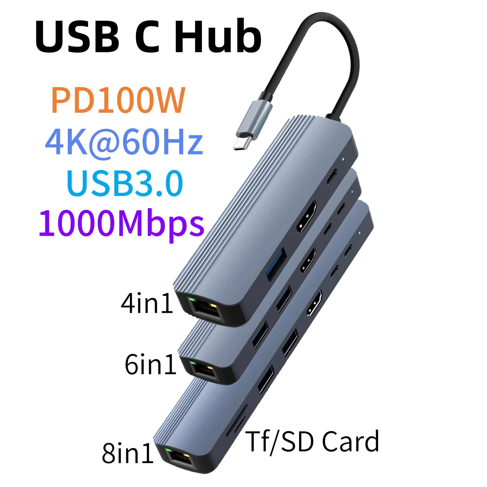 Docking station USB C per MacBook Pro Thunderbolt3/4 a 4K 60Hz Gigabit Ethernet compatibile HDMI 100W PD Ricarica Hub USB 3.0