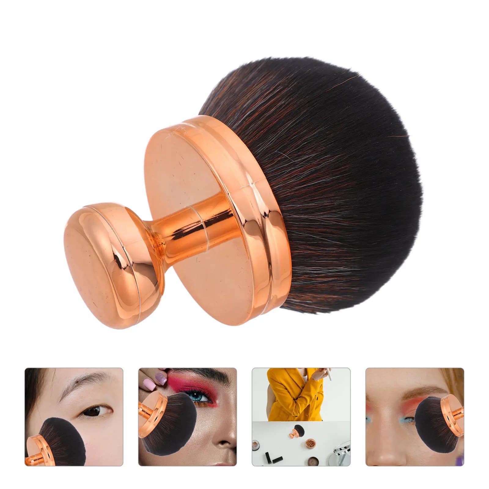 Travel Size Mushroom Head Brush for Foundation Blush Powder Body Highlighter Liquid Cosmetics Soft Dense Bristles Ergonomic