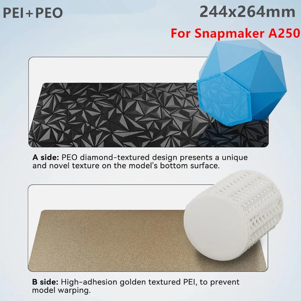 Double Sided PEO+PEI Sheet 244x264mm Flexible PEI Spring Steel Print Bed Magnetic Build Plate for Snapmaker A250 3D Printer Part