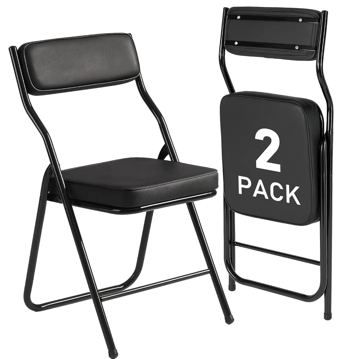 Set di 2 Sedie Pieghevoli Imbottite con Cuscino, Sedie da Pranzo Portatili per Interni ed Esterni, Impilabili, Personalizzabili