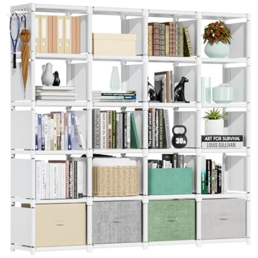 Libreria a Cubo 20 Pezzi, Organizzatore di Archiviazione Grande Fai-da-Te, Scaffale in Metallo a Cubo, Organizzatore per Armadio e Camera da Letto