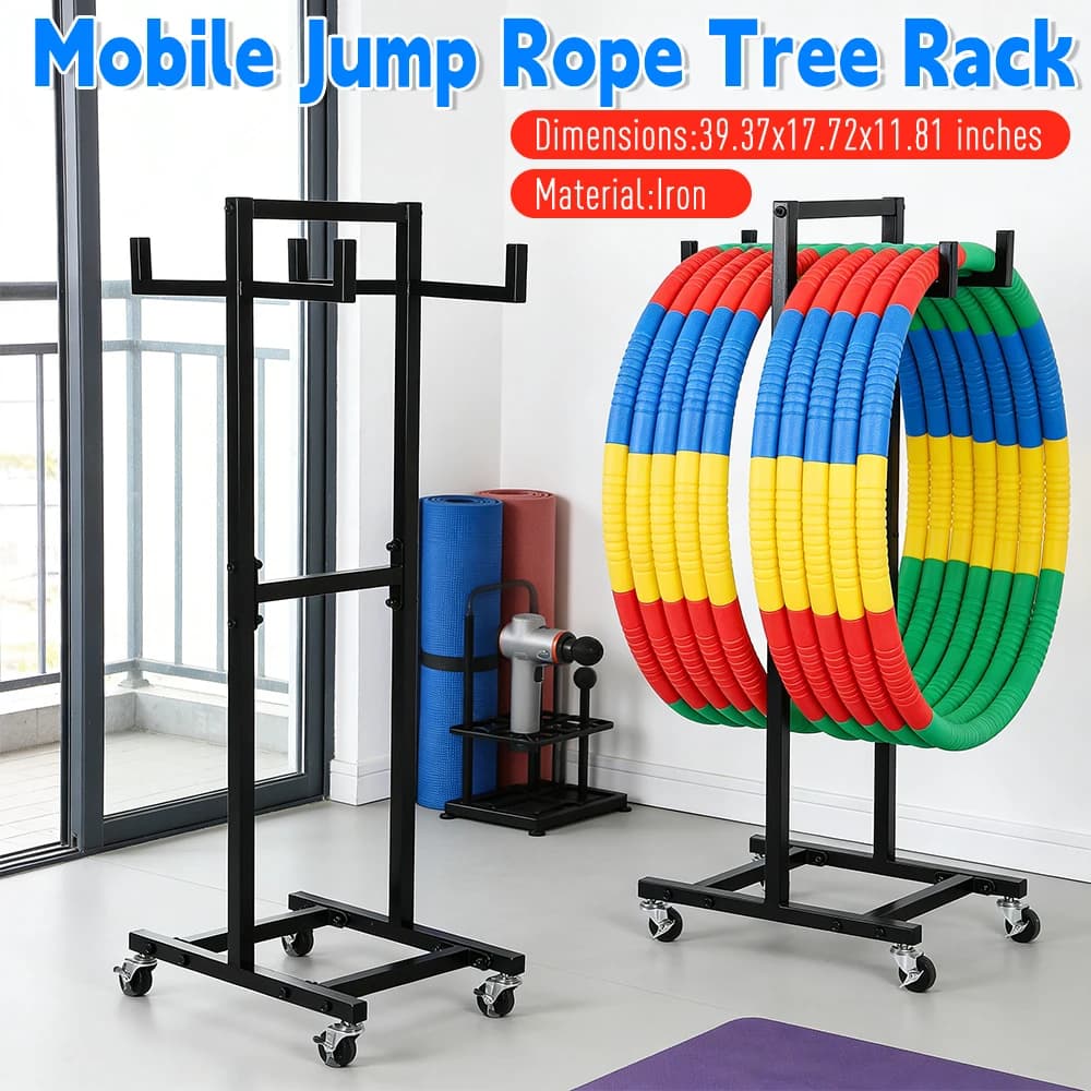 Jumping cord trolley and iron sports equipment, self-supporting with wheels, 39.37 inch, for home, gym, office