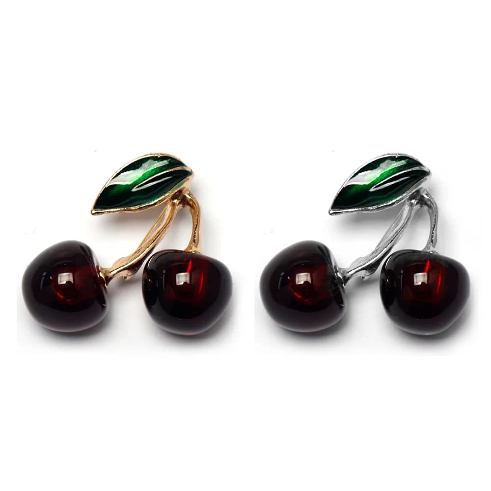 Spille in smalto a forma di ciliegia per donna e unisex, con strass, a forma di frutta, per banchetti, feste, zaini, regali, accessori di gioielleria
