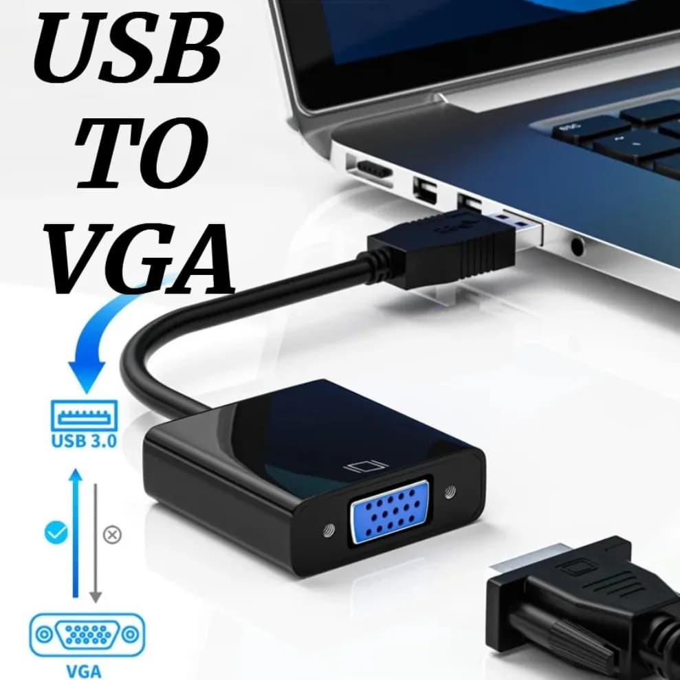 USB to VGA Adapter USB 3.0/2.0 to VGA Converter 1080P Multi-Display Video Cable for Laptop Desktop PC to Monitors Projector TV
