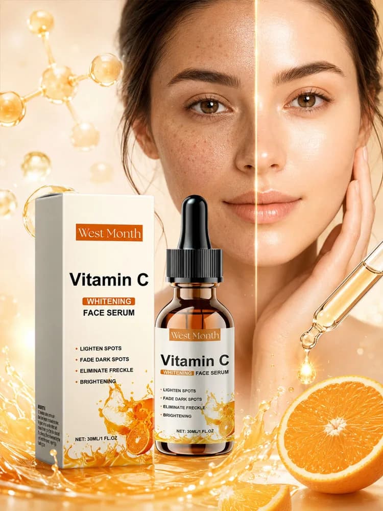 Vitamin C Serum—inhibits melanin, brightens skin tone, repairs dull skin; a skincare and beauty product.