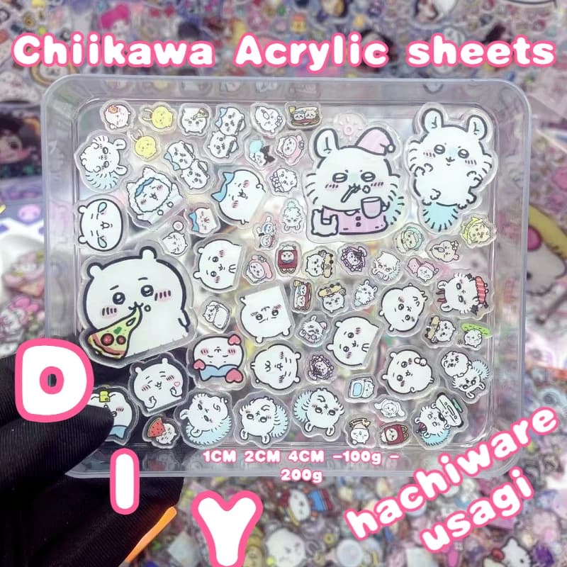 2 cm Chiikawa Kawaii Foglio acrilico Anime Cartoon Portachiavi fai da te Magnete da frigorifero Spilla PP Clip Accessori Materiali Hachiware