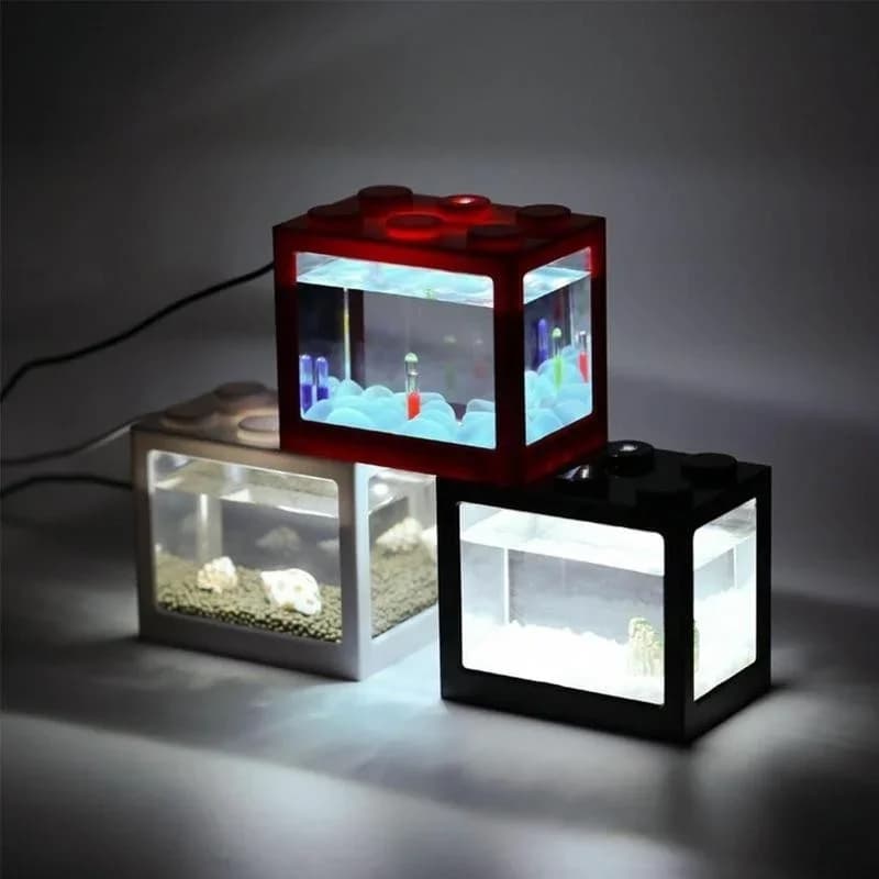 LED Aquarium Mini Goldfish Betta Fish Tank Creative Ecological Cylinder Reptile Row Cylinder Fish Office Desktop Home Decoration