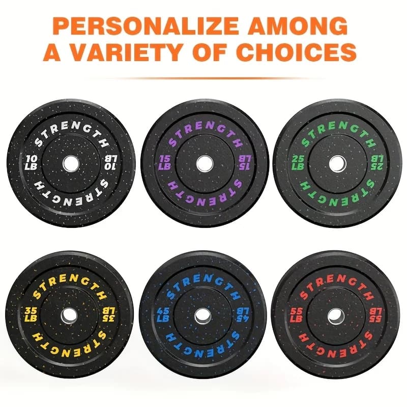 Rubber Weight Plate, 2-Inch Bumper Plate, 10LB 15LB 25LB 35LB 45LB, For Weight Lifting Strength Training Arm Muscle Building, Single or Pair