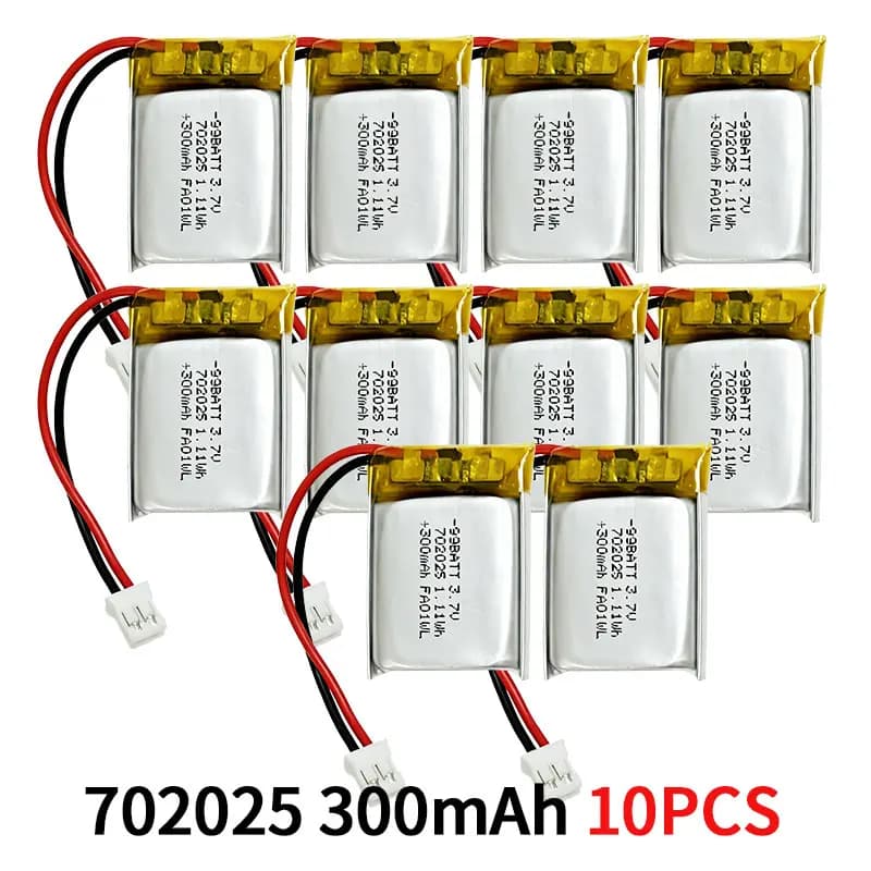 NEW 10Pcs 702025 LiPo Lithium Polymer Battery 3,7V 300mAh for Bluetooth Headphones,Mini Speaker,Air Purifier,Smart Card Device