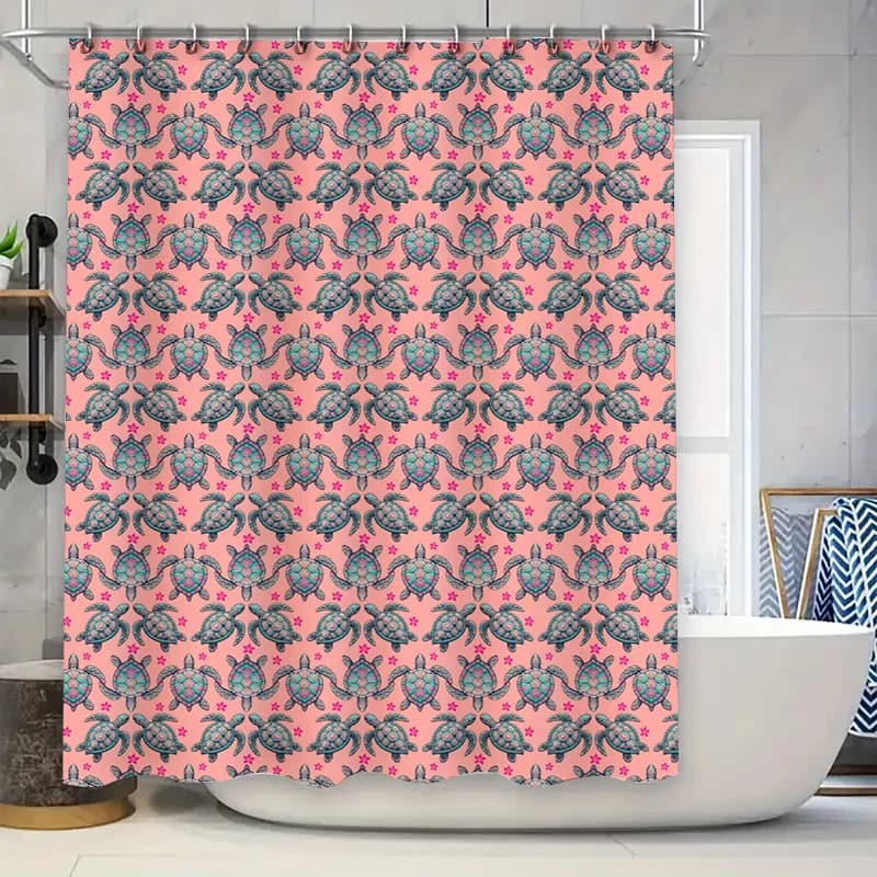 Tenda da doccia moderna per bagno, tessuto decorativo impermeabile, motivo floreale, fodera da bagno in poliestere, per bagno di casa, blu G