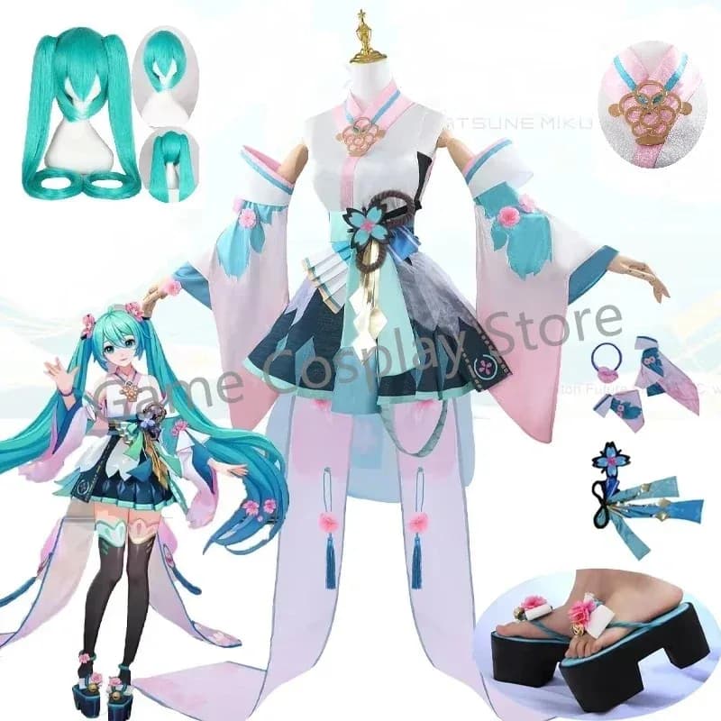 Onmyoji Hatsune Miku Costume Cosplay Parrucca Scarpe Set completo Abiti da festa Abito uniforme Carnevale di Halloween Gioco di ruolo Vestito per ragazze