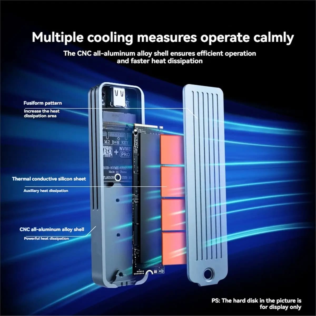 Case per SSD M2, Adattatore per SSD NVMe M.2, Enclosure Esterno USB C con Chip RTL9210 da 10Gbps