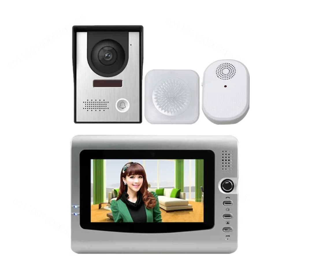 HTZ-010 Video Door Phone Intercom System, 7 Inch Monitor Flash Vibration Alert Doorbell For Hearing Impaired Home Security