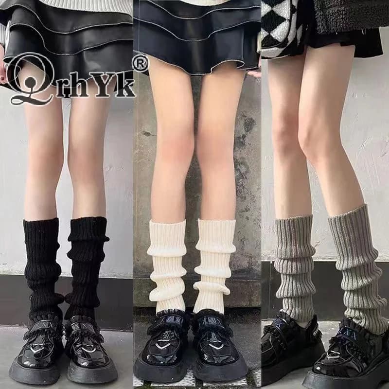 Scaldamuscoli Lolita calze lunghe da donna copripiedi in maglia di lana scaldamuscoli autunno inverno calzini all'uncinetto polsini per stivali calze