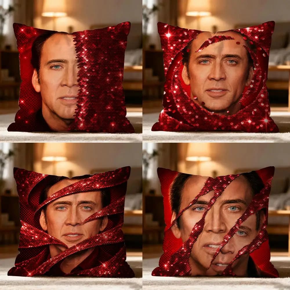 Nicolas Cage Pillow Case Cushion Cover Soft Washable Pillow Case Multi-Scene For Couch Bed Travel Office Use