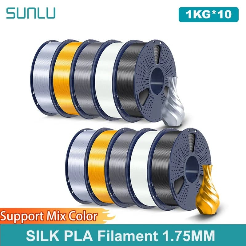 SUNLU 10KG SETA 3D Printing Filament 1.75MM 1KG Close to the smooth and delicate silk effect More PLA and PLAPLUS tenacity
