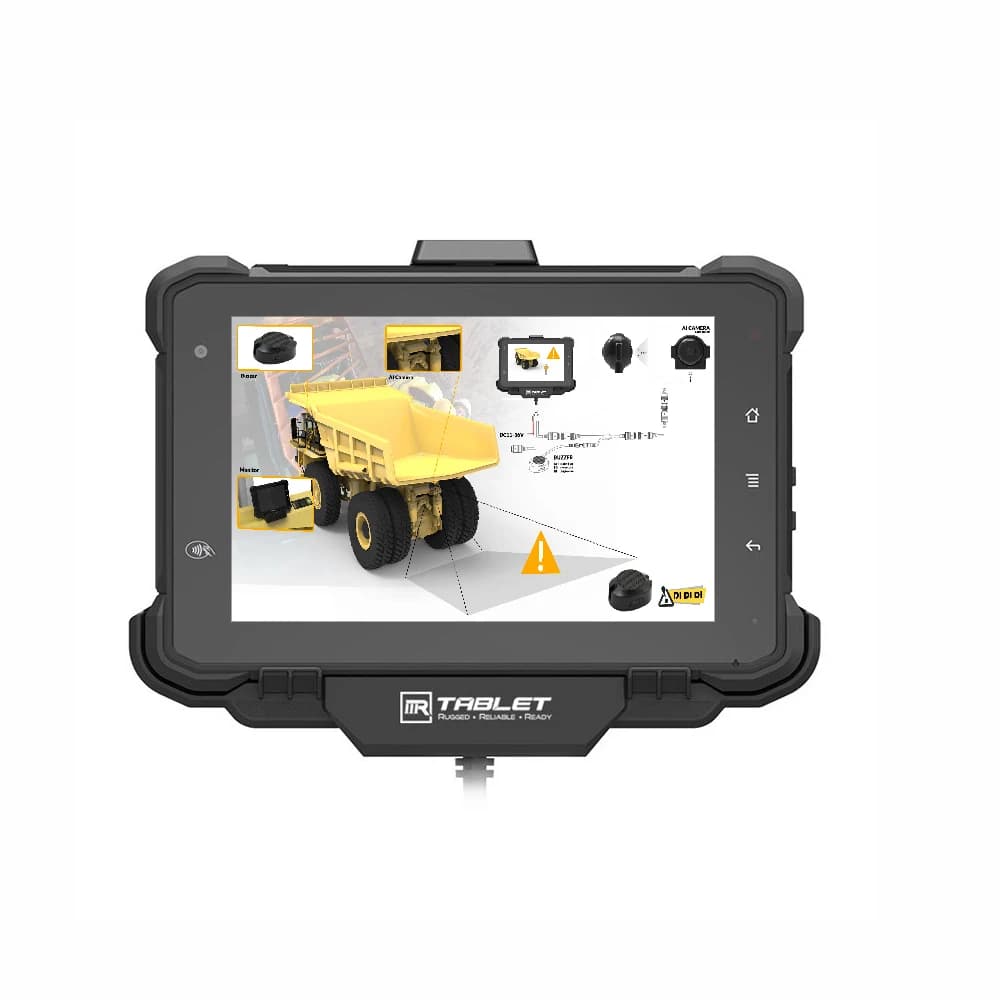 Tablet PC robusto Android per veicoli da 7 pollici impermeabile IP67 con telecamera di retromarcia per rilevamento pedonale Al per camion minerario