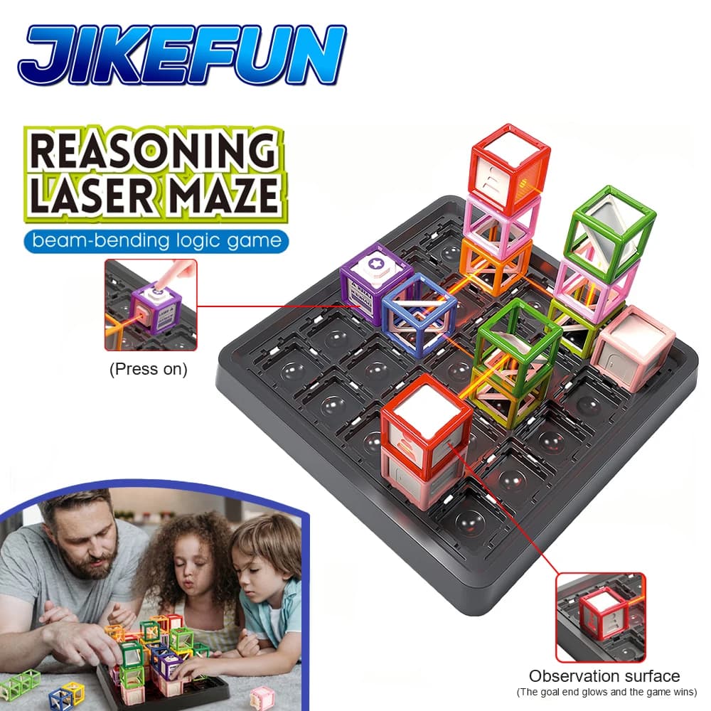 STEM Game Laser Maze Toys 60 Levels Challenges for Kids Thinking Training Board Game Stacking Educational Toy Home Game JBL7071