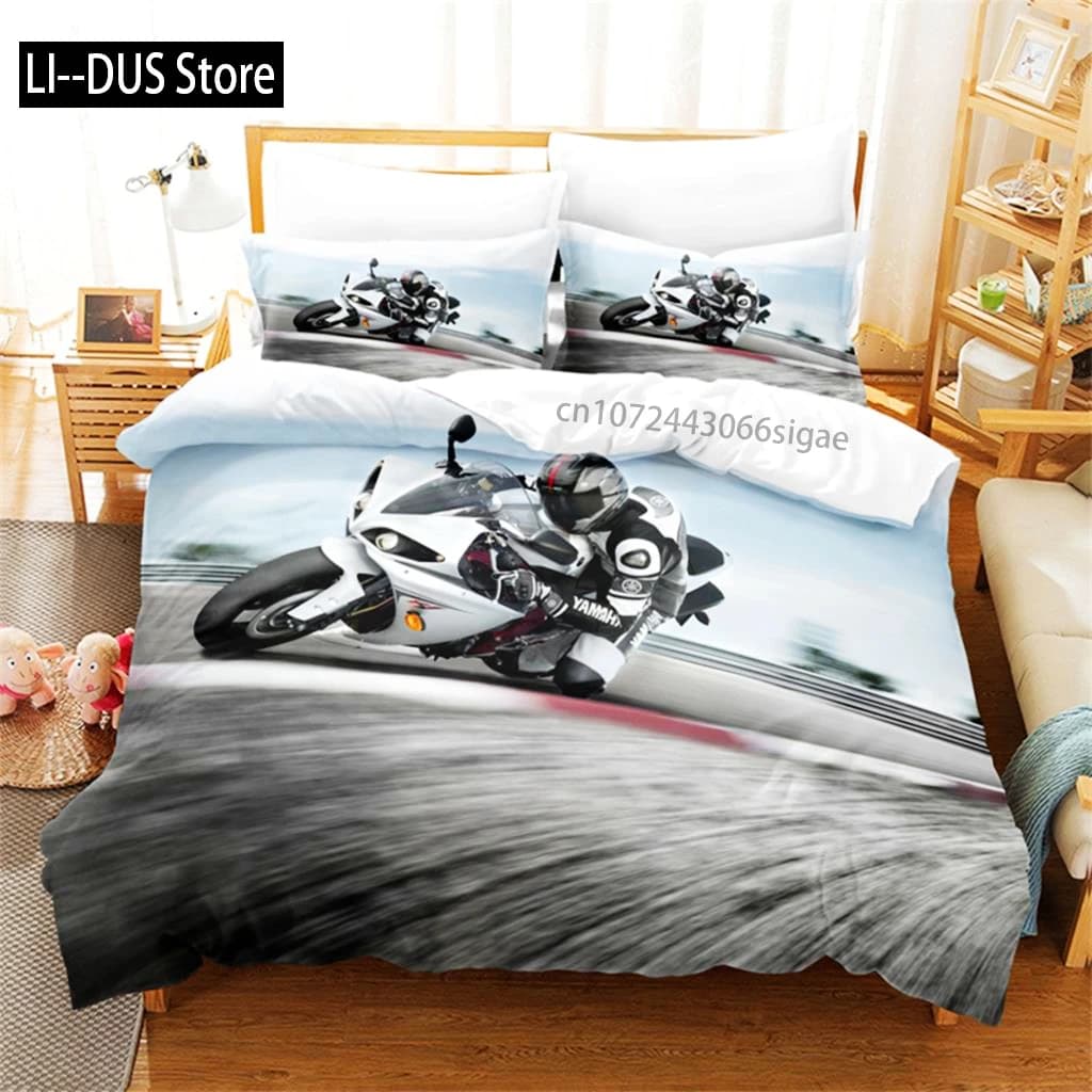 Set biancheria da letto per auto da corsa Set copripiumino Set biancheria da letto 3D Stampa digitale Set biancheria da letto queen size Design alla moda