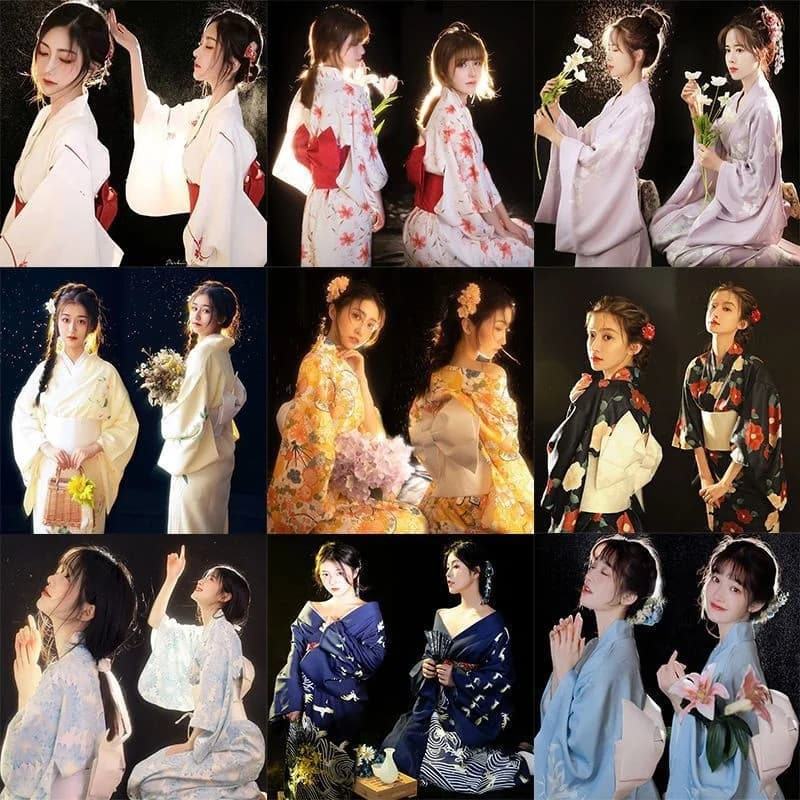 Sakura Girl Kimono Dress Japanese style Yukata Bathrobe Woman Floral print Haori Japan Uniform Cosplay Costume Party Dress Short Dress