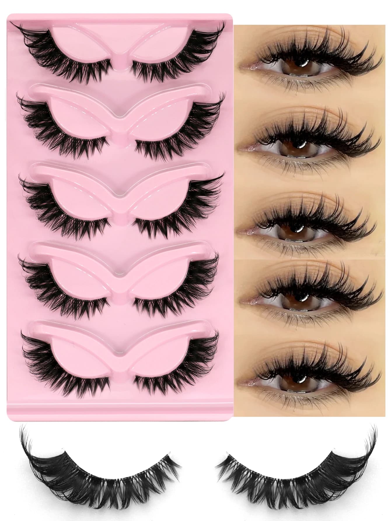 Veltrinay Faux eyelashes Cat eyelashes Faux mink eyelashes Transparent striped eyelashes Natural appearance Thin mink eyelashes Faux eyelashes Makeup