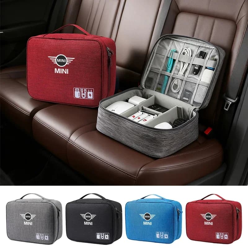 Borsa portaoggetti digitale per auto, organizer per cavi dati USB, accessori per MINI One Cooper JCW Countryman Clubman Cabrio Paceman Coupe