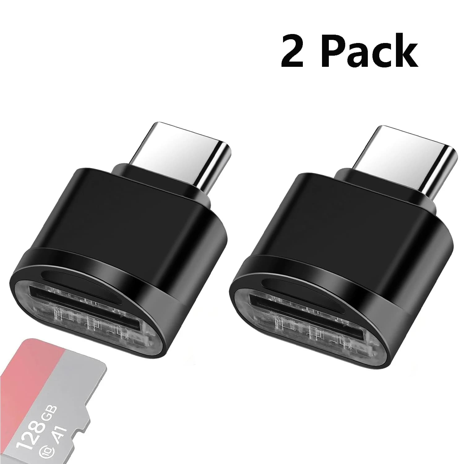 Lettore di schede TF tipo C da 2 pezzi, lettore di schede USB C, lettore di schede di memoria TF tipo C per laptop, MacBook, Samsung Galaxy