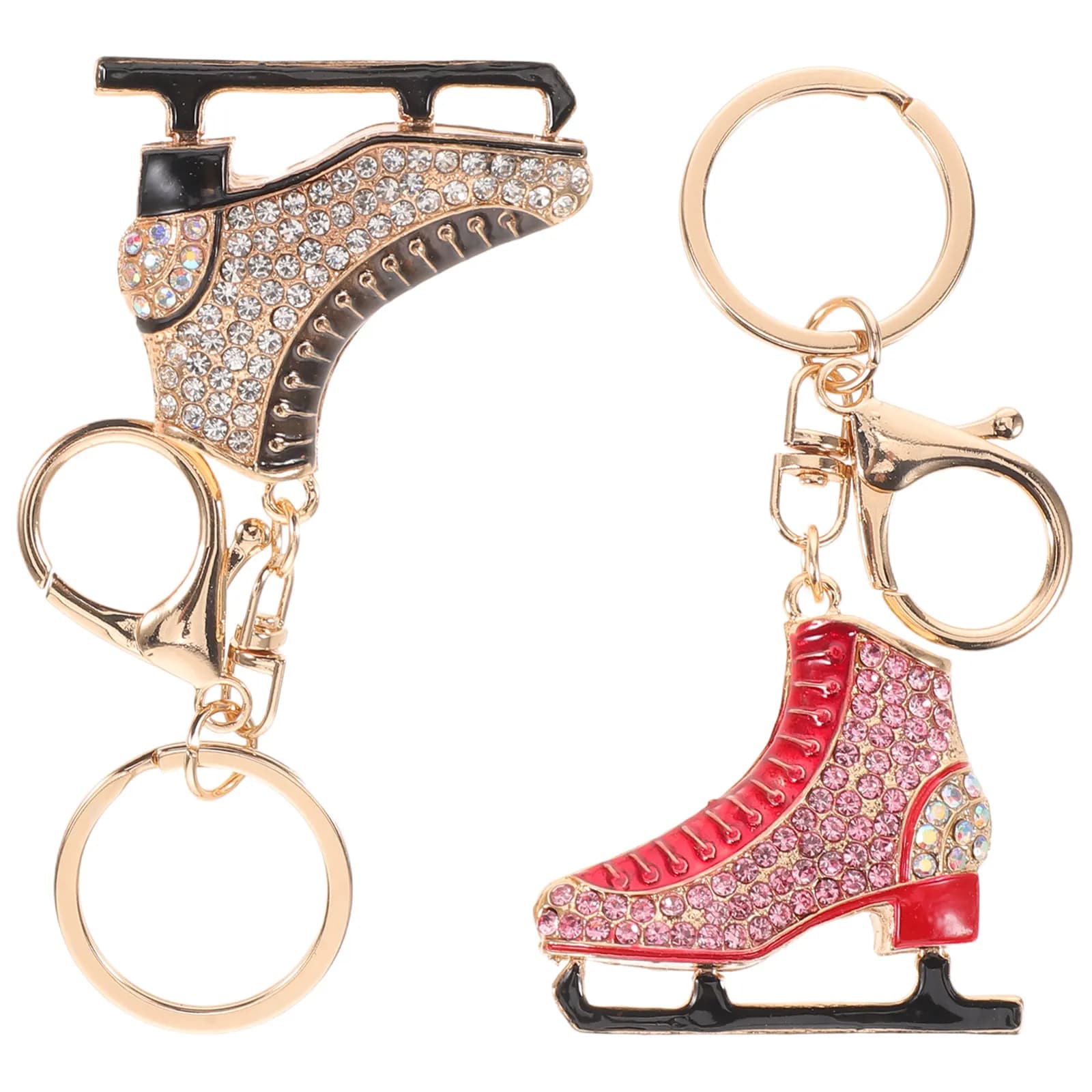 2 Pezzi Portachiavi Pattinaggio su Ghiaccio con Strass, Ciondolo in Lega per Pattinaggio Artistico, Simpatico Charm per Borsa o Zaino, Regalo per Appassionati di Sport