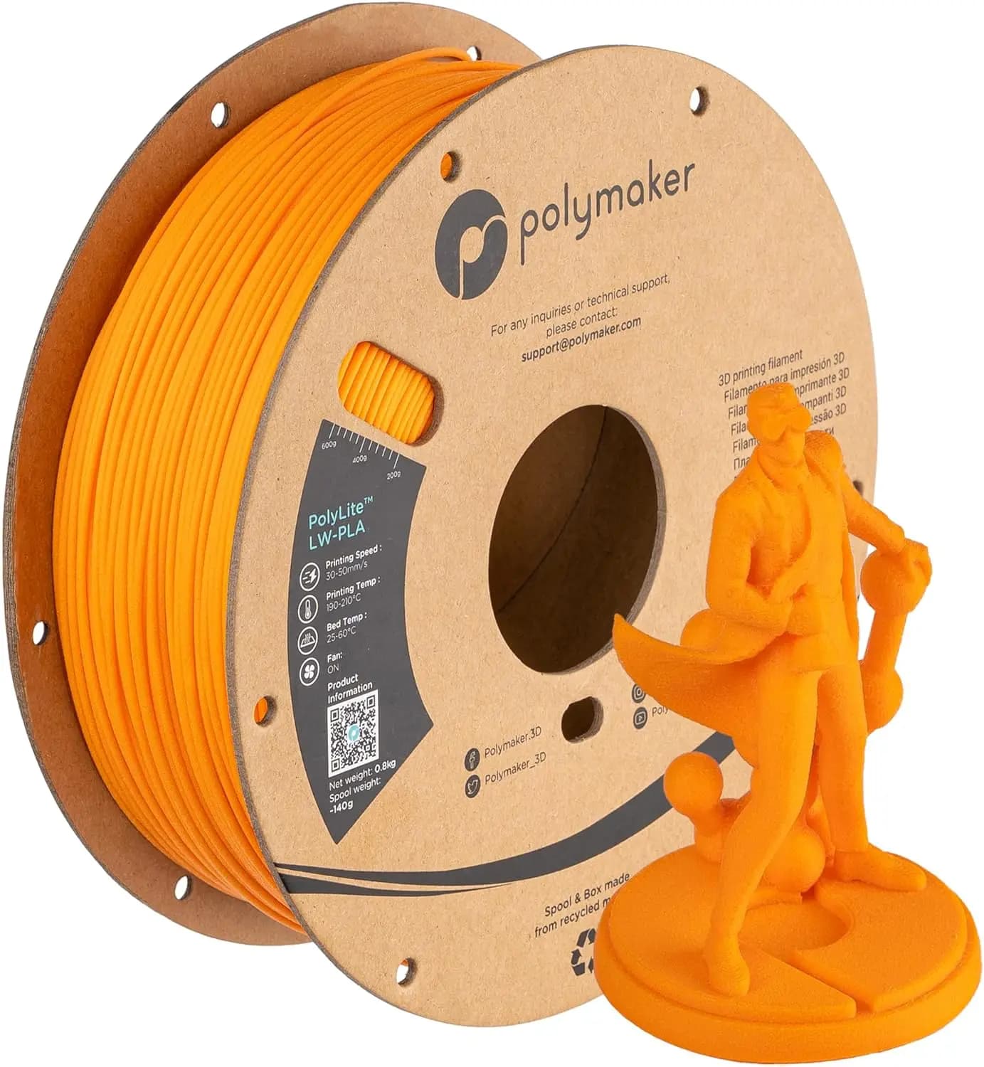 LW-PLA 1KG Lightweight 3D Printer Filament 1.75mm Polymaker for Low Density Prints 0.8kg