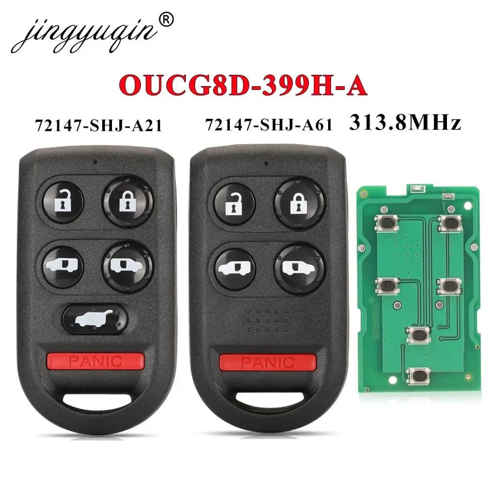 Jingyuqin Chiave telecomando per auto 5/6 pulsanti 313,8 Mhz per Honda Odyssey EX, EXL Touring 2005-2010 OUCG8D-399H-A 72147-SHJ-A21 /A61