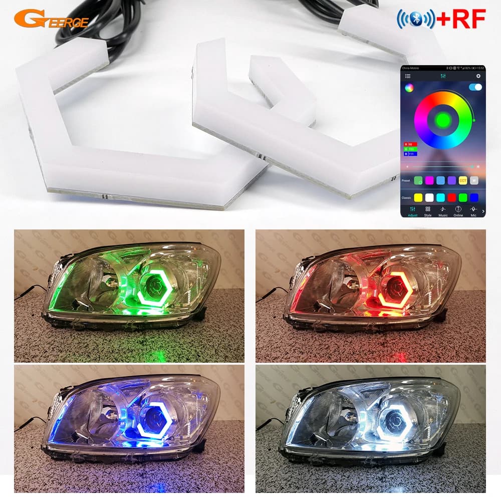 Per Toyota Rav 4 Rav4 III IV Mk3 Mk4 2006 2007 - 2018 Luce diurna Bluetooth App Multi Colore RGB LED Angel Eyes Kit Esagonale Halo Anelli