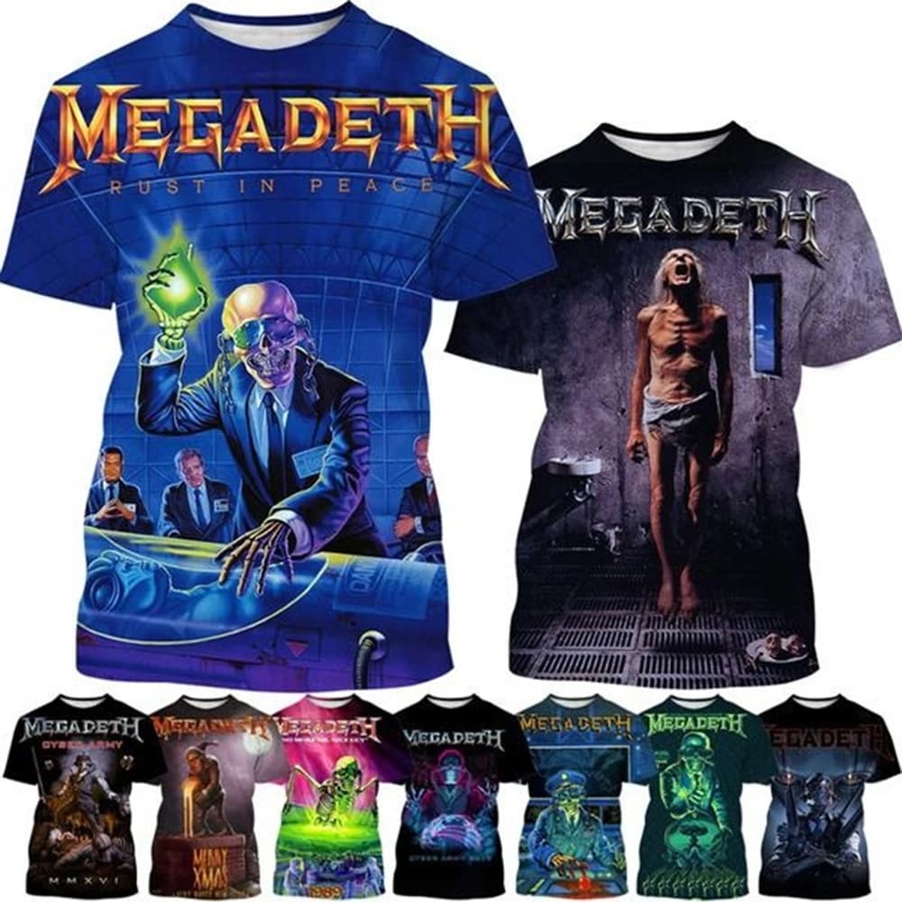 2024 Megadeth t-shirt stampate in 3D Fashion Rock Band t-shirt Casual da uomo estate uomo donna Punk Funny Hip Pop manica corta per bambini