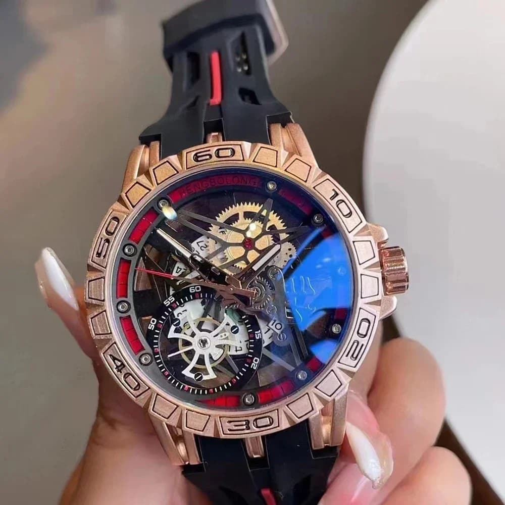 Orologi al Quarzo 3D da Uomo, Lussuosi e Creativi, Quadrante Grande 49mm, Cinturino in Gomma, Impermeabili, Orologio da Polso Originale, Relogio Masculino