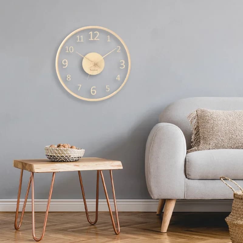 Wall clock in solid wood transparent glass Living room Fashion Simple hanging wall lamp Luxury Nordic creative decoration