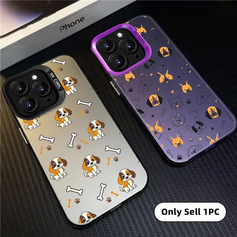 Cute Cartoon Beagle Phone Case For iPhone 17 16 15 14 13 12 11 Pro Max Designer Matte Laser Aurora Funda Phone Case