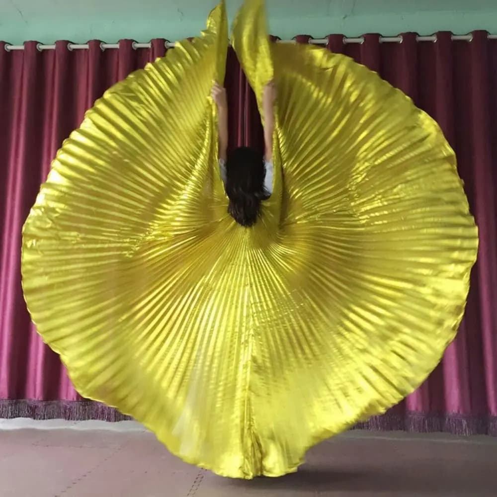 Accessorio Creativo per Danza del Ventre con Ali a 360 Gradi e Asta Telescopica, Grande Mantello Morbido Plissettato per Spettacoli di Danza Orientale