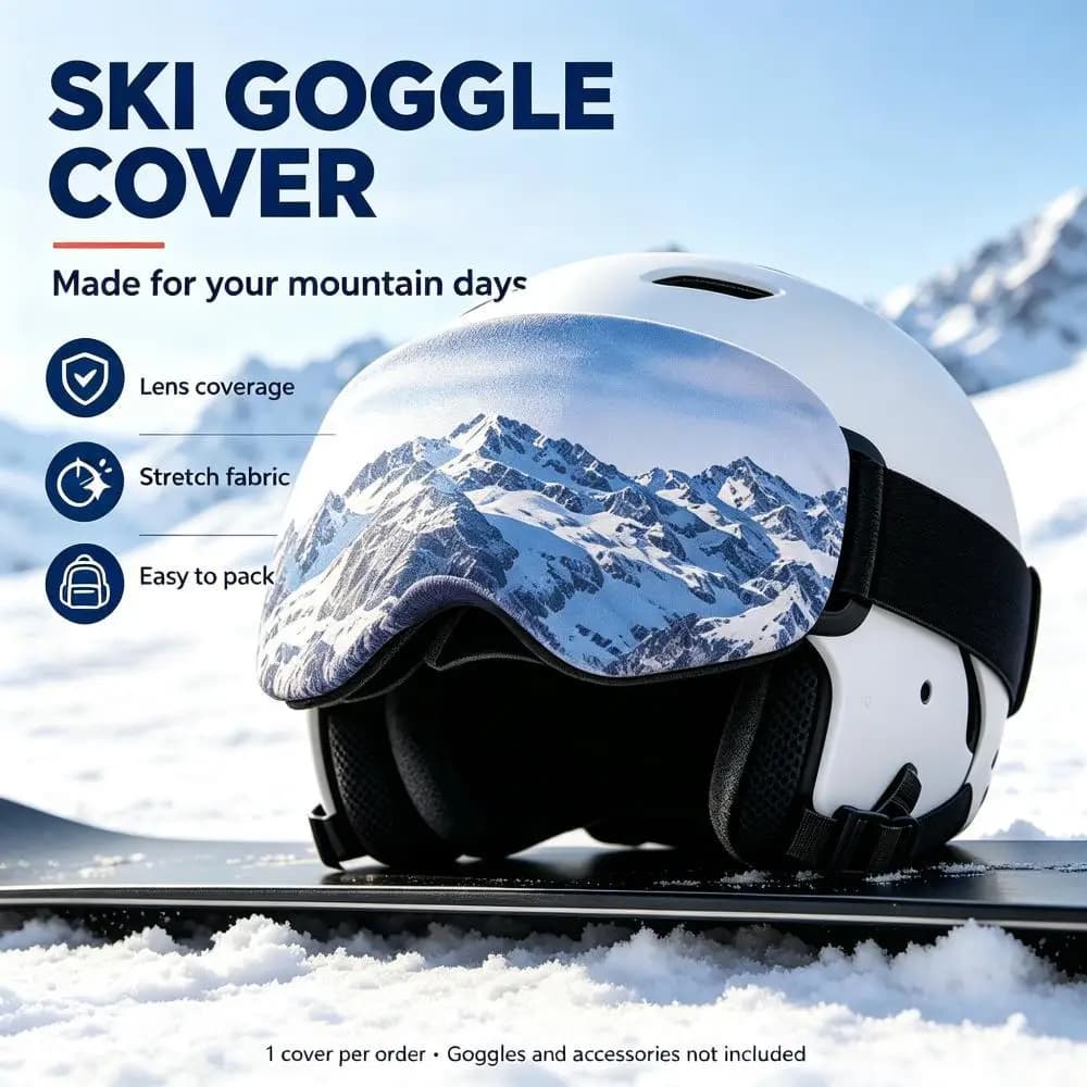 Winter Ski Trip Portable Goggle Dust Cover Snowy Mountain Print Lightweight Compact Easy Carry for Outdoor Snow Sports Travel