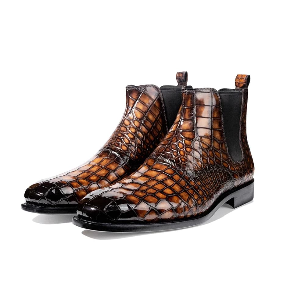 KEXIMA stivali da uomo in coccodrillo scarpe da uomo stivali da sposa color pennello invernali