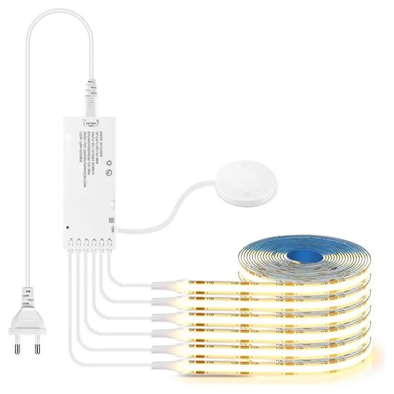 Striscia LED A69ECOB da 2 m, pannelli acustici tagliabili, striscia LED COB con interruttori touch e dimmer manuali, spina EU