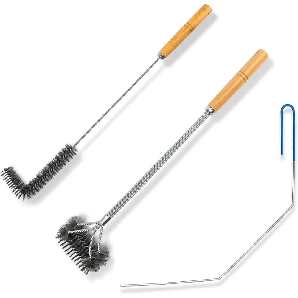 Set di 3 Strumenti per la Pulizia della Friggitrice, Utensili in Acciaio Inox per Pulizia Profonda della Friggitrice, Inclusi Spazzola per Cestello e Spazzola a L per Pulizia Profonda