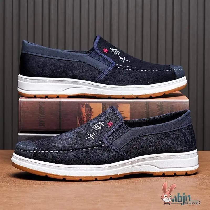 Scarpe Casual da Uomo in Tela, Traspiranti, Slip-On, Stile Pechino, Basse con Lacci, per Lavoro e Tempo Libero