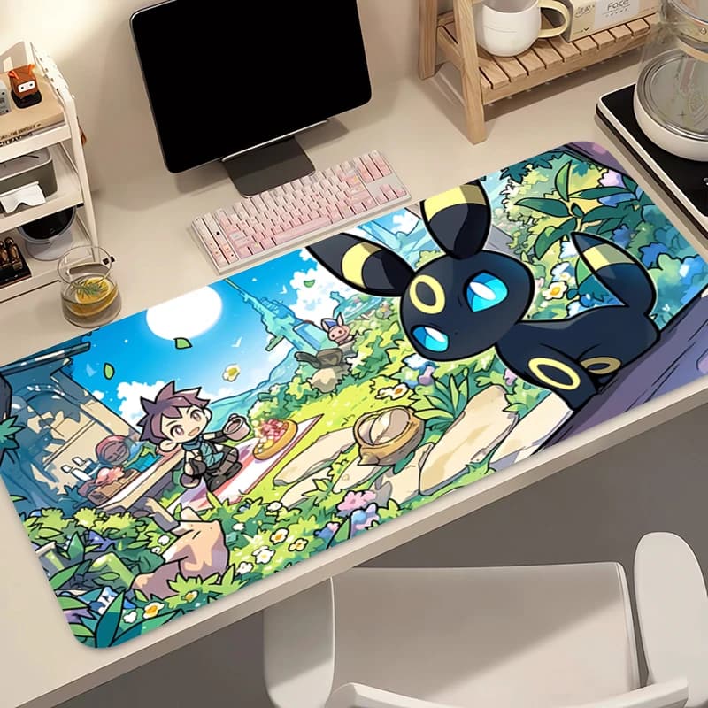 Tappetino per mouse Anime 90x40cm Pokemon Gaming Large Edge White Gamer Tappetino per tastiera esteso Tappetino da scrivania Tappetino per mouse per computer