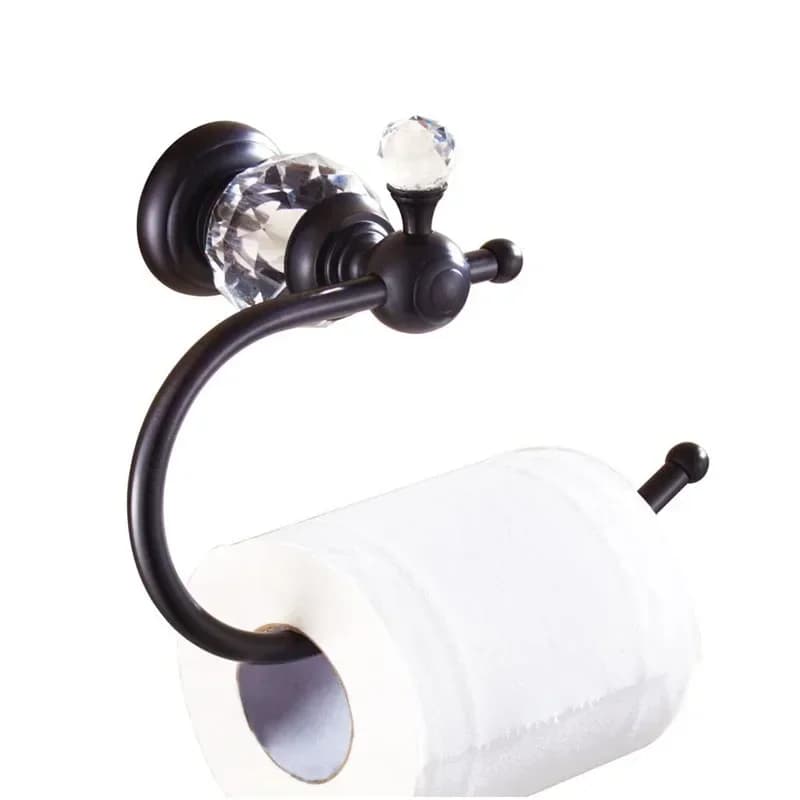 Chrome Crystal Toilet Paper Holder Solid Brass Roll Holder Polish Shlef Paper Towel Wall Mounted Black Gold Bathroom Accessories