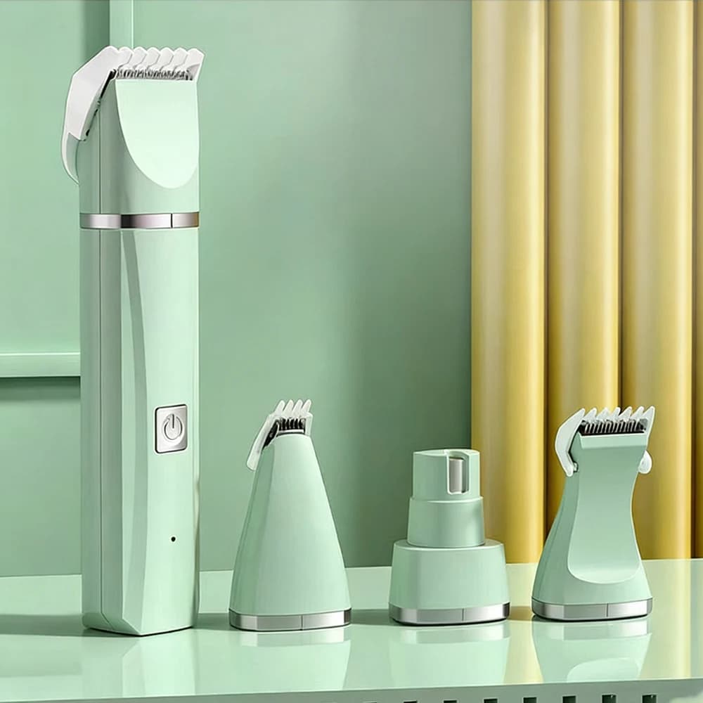 Set 4-in-1 per la Cura e la Toelettatura degli Animali Domestici, Tosatrice per Cani con 4 Lame Diverse, Silenziosa, Ricaricabile, Senza Fili, Sicura