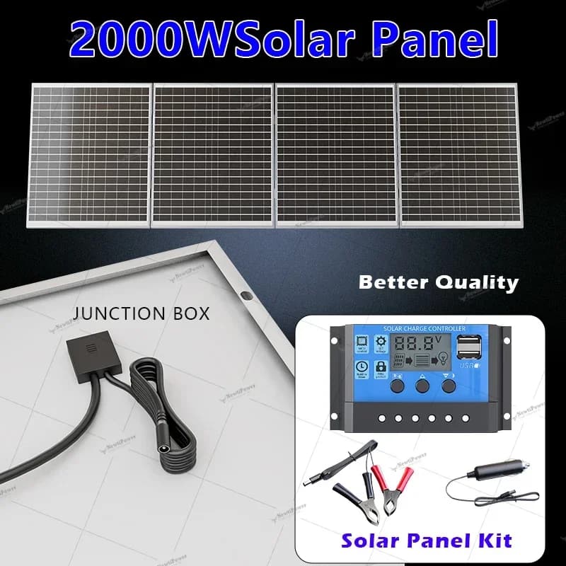 2000W Foldable Solar Panel Power System 12V Monocrystalline PV Solar Panel Kit For RV Camper Outdoor Off-Grid Energy Supply