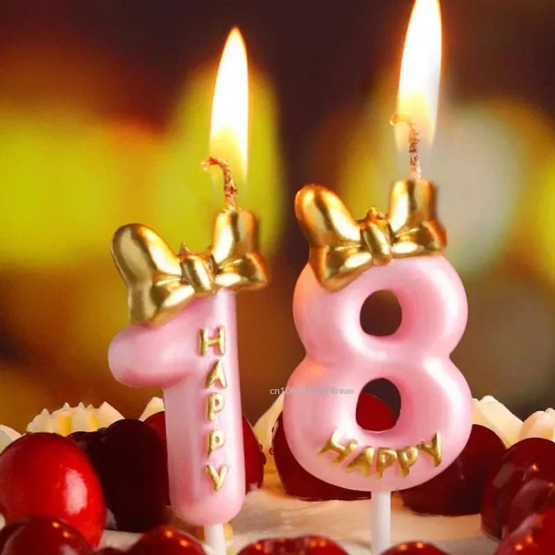 Carino Bowknot Compleanno Numero Candela Ragazzi Gilrs 0-9 Numero Torta Decor Candele digitali Topper Cupcake Decorazione del partito Forniture