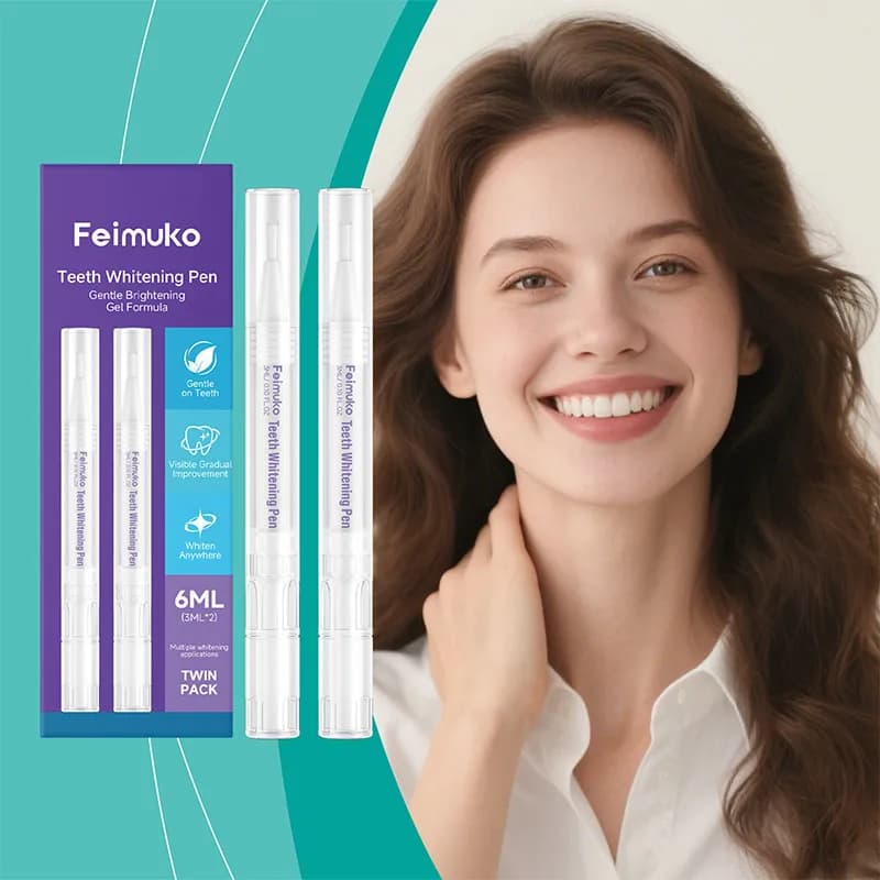 Feimuko Teeth whitening pen, gentle formula with illuminating gel, removes stains and plaque, portable oral care for visible results