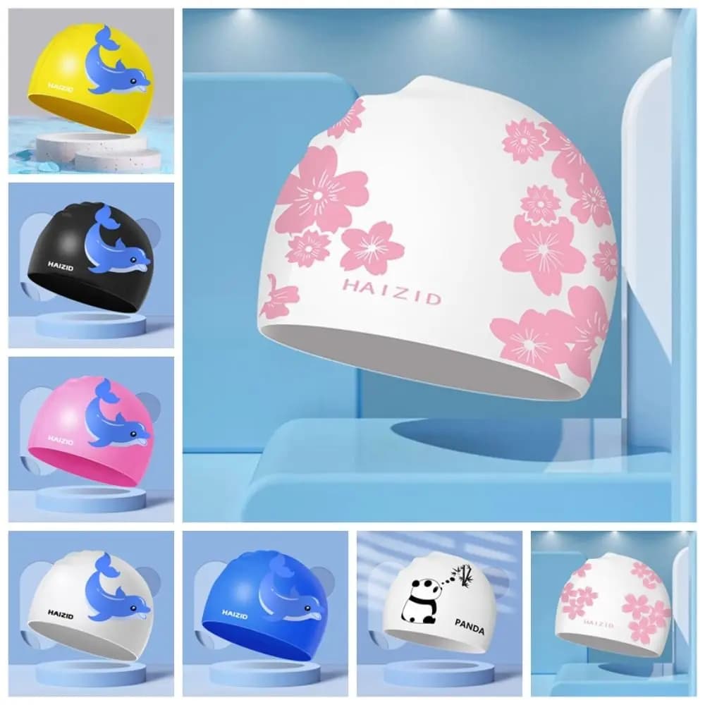 Water Sport Silicone Swimming Cap Waterproof Protect Ears Diving Cap Elastic Lightweight Bathing Cap Beach