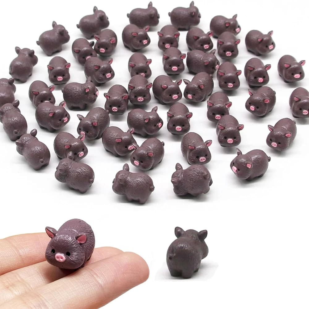 5/10 pezzi simpatici mini maiali in resina in miniatura, figure di animali da giardino fatato per micro paesaggio, piante in vaso decorazione artigianale fai da te per la casa